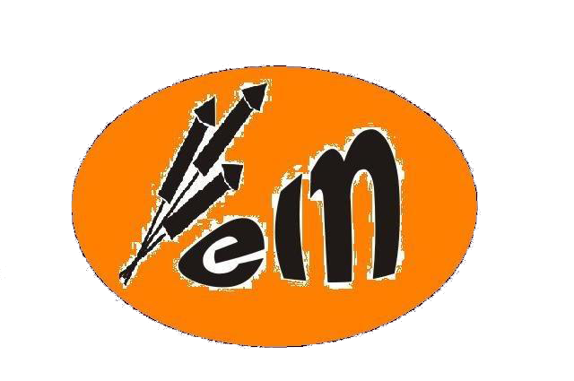 Logo mit Pfeilen und Buchstaben em